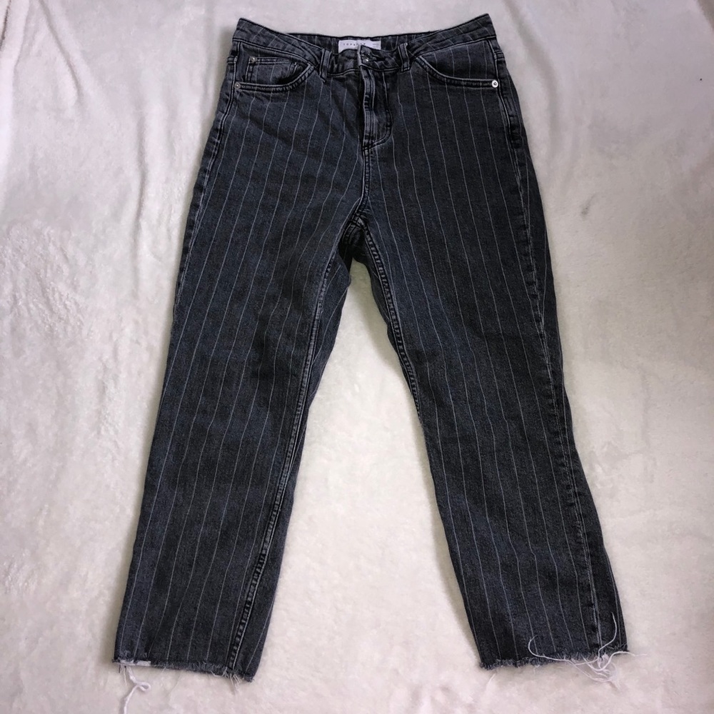 Topshop gray jeans with white stripes